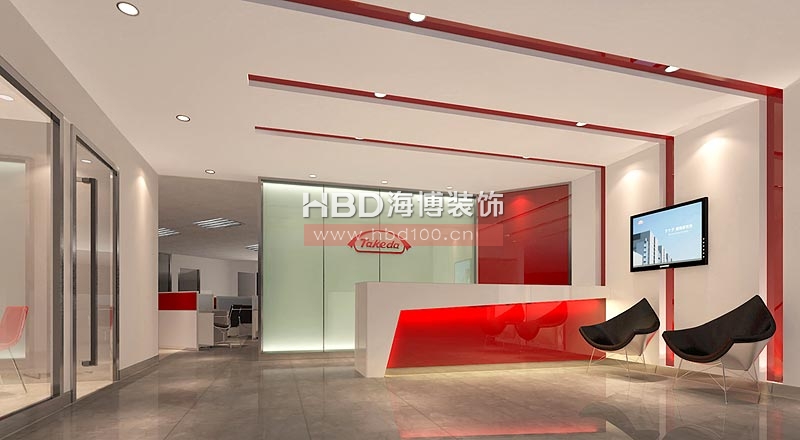 武田藥品廣州公司辦公室裝修 前臺設(shè)計