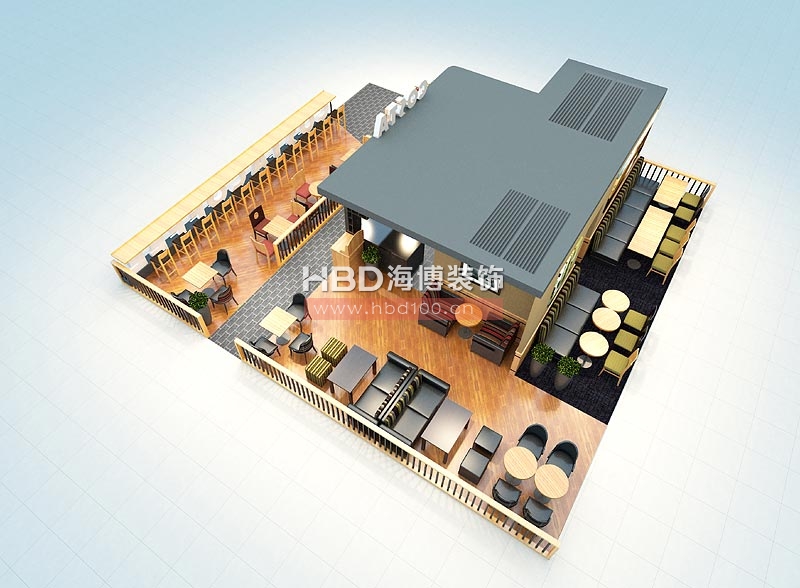 意式創(chuàng)意咖啡廳設(shè)計 鳥瞰圖