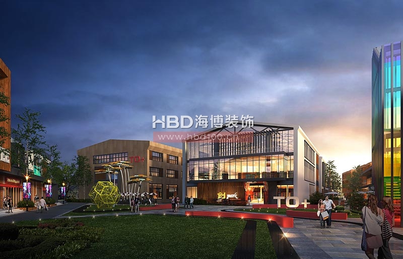 奧體創(chuàng)意園產(chǎn)業(yè)園設(shè)計(jì) 入口處設(shè)計(jì)夜景