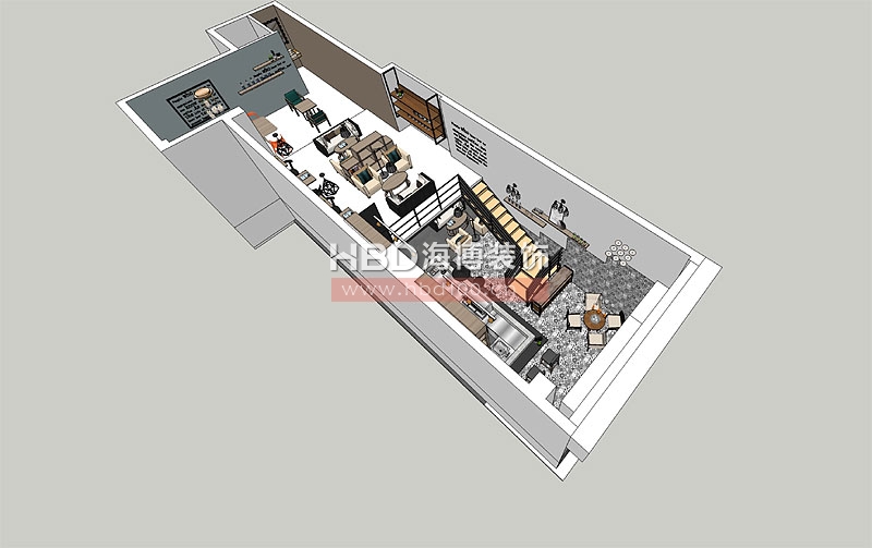 廣州咖啡廳設(shè)計鳥瞰圖