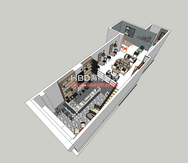 廣州咖啡廳設(shè)計鳥瞰圖2